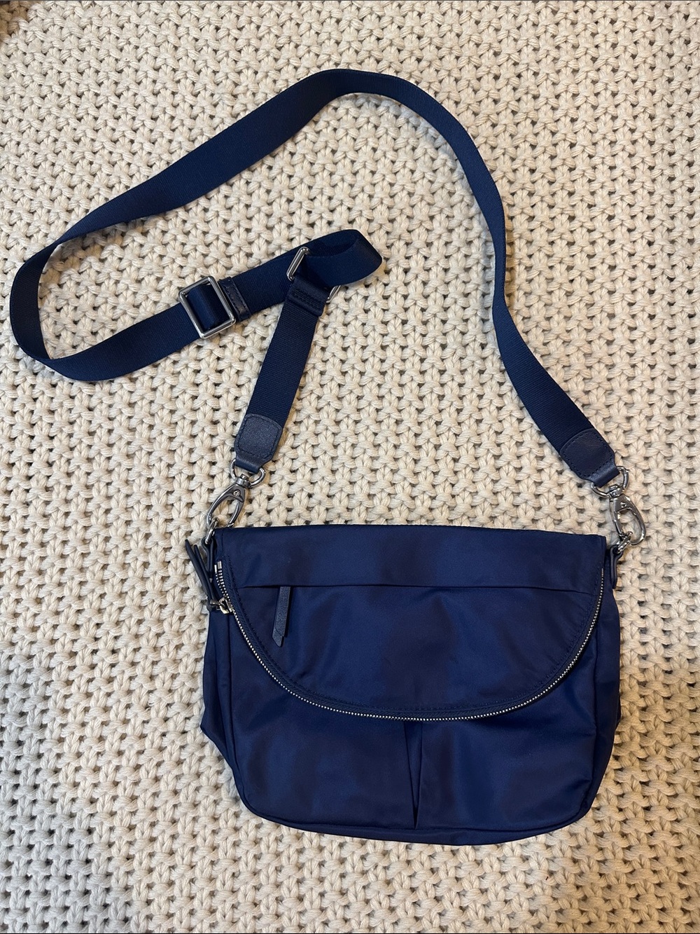 Quince Navy Crossbody Bag with Adjustable Strap